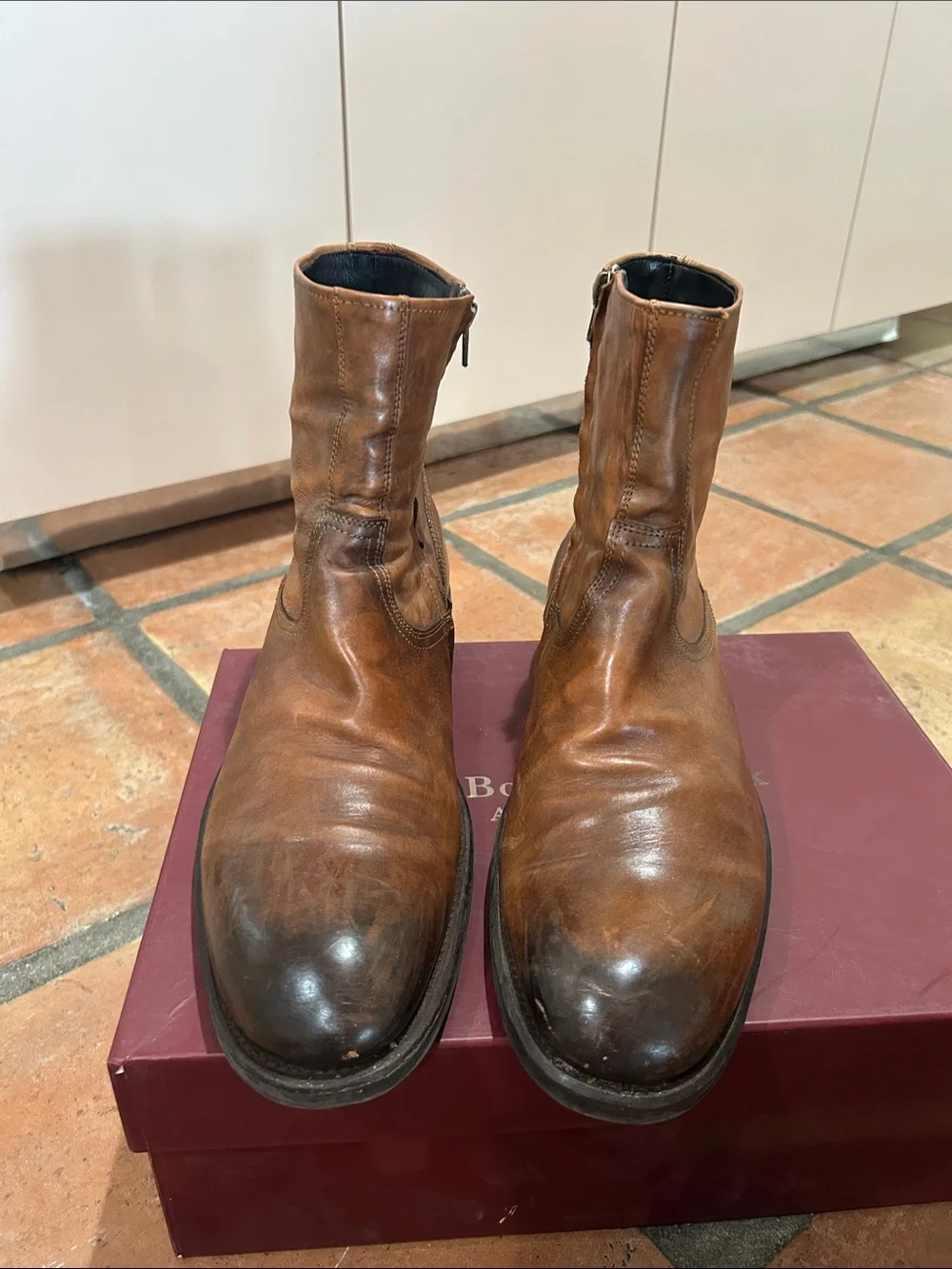 To Boot New York Men's Brown Leather Zip Ankle Boots